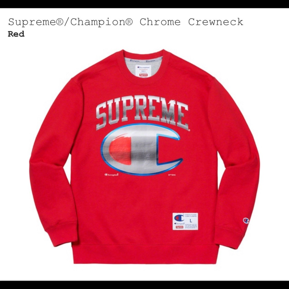 Supreme/Champion Chrome Crewneck Red